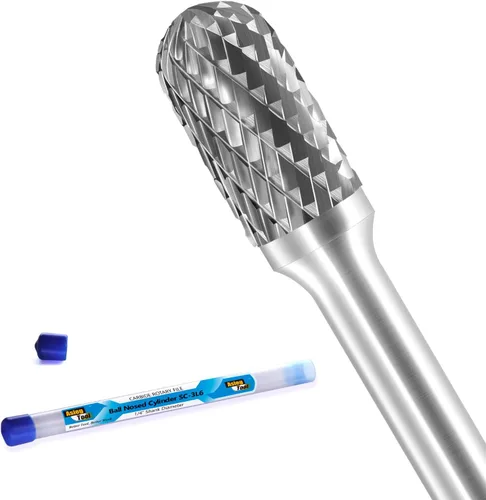 Vista 10 de Lima giratoria de carburo de tungsteno SC-3, forma cilíndrica de extremo de punta de bola, corte doble para brocas de amoladora de troquelado