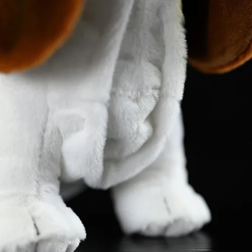 Vista 7 de Animal de peluche realista de Basset Hound francés, 12 pulgadas de largo, realista, esponjoso, marrón, cachorro, regalo de peluche