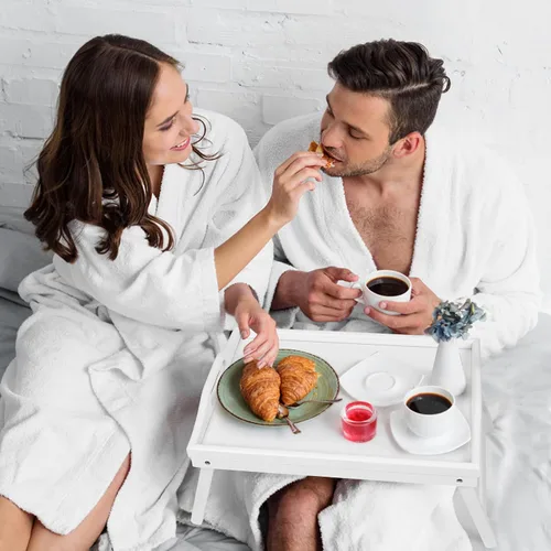 Vista 6 de Bandeja de cama con patas plegables y asas, bandeja de comida para desayuno, uso en sofá, cama, para comer, dibujar, servir alimentos, como