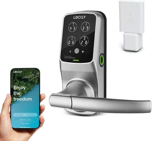 Vista 11 de Lockly Secure Pro Smart Lock Wi-Fi, cerradura de puerta digital de entrada sin llave, sensor de huellas dactilares biométrico 3D, cerradura