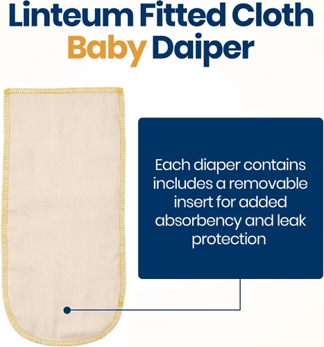 Vista 4 de Linteum Textile - Pañales de tela ajustados con cierres a presión, 100% algodón, broches ajustables, insertos extraíbles, pañales reutilizables