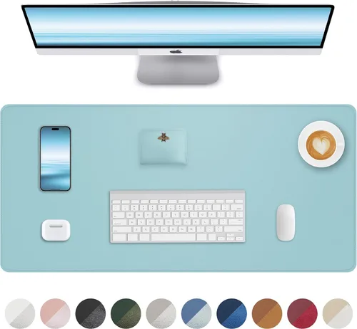 Vista 8 de Tapete protector para escritorio y mouse, antideslizante, de piel sintética, tapete impermeable de escritura para laptop, para oficina y hogar