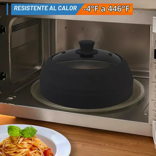 Vista 6 de Cubierta de vidrio para microondas, cubierta plegable de microondas de 10.5 pulgadas para vidrio de alimentos, tapa de silicona ventilada