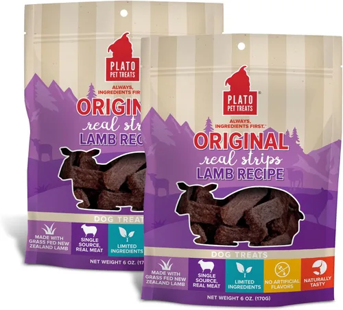 Vista 6 de PLATO Pet Treats - Tiras reales, barras de carne de perro, salmón de 18