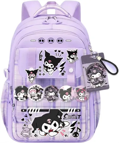 Vista 21 de Mochila Vivixilan Kawaii, Resistente al Agua y Transpirable con Múltiples Bolsillos, Adecuada para Viajes y como Regalo de Cumpleaños, Morado-04