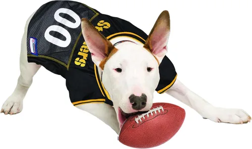 Vista 4 de NFL Pittsburgh Steelers - Camiseta para perro, talla: S, disfraz para perros y gatos de camiseta de fútbol con licencia