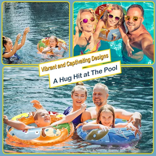 Vista 3 de Juego de flotadores de piscina para niños de 3 a 6 años, tubos interiores con temática de pirata y dinosaurio para diversión de verano, tubos