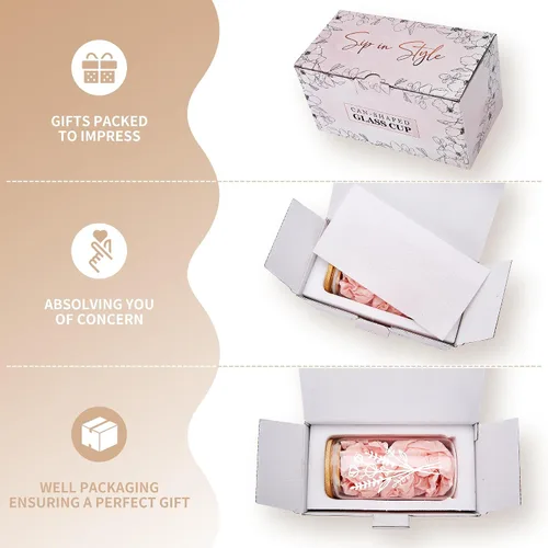 Vista 4 de Bonitas tazas de vidrio con tapas y pajitas, taza de café helado estética, tazas de flores, vaso personalizado con pajilla, regalos de cumpleaños