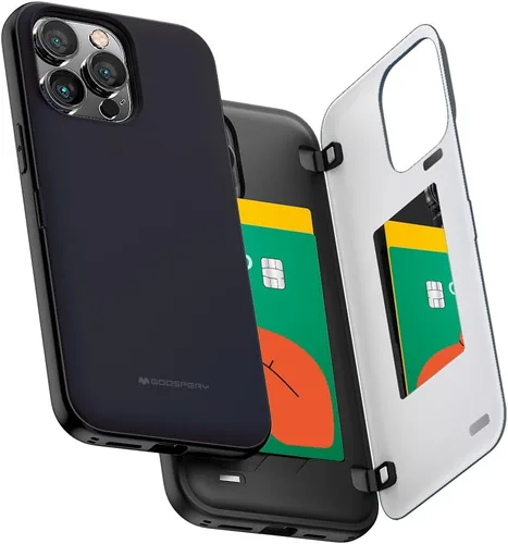 Vista 49 de GOOSPERY Parachoques magnético para puerta compatible con iPhone 15, funda con tarjetero, cartera con cierre magnético automático, protector de Azul