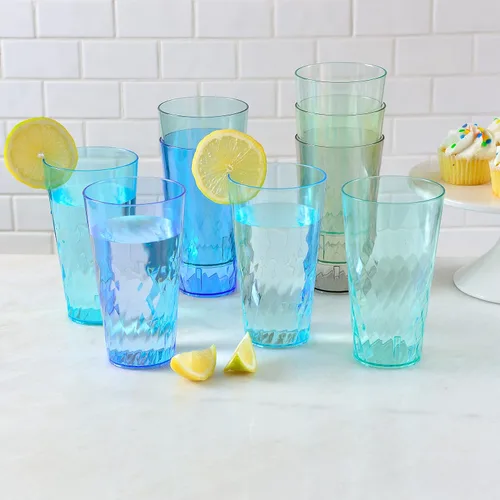Vista 3 de Youngever Paquete de 9 vasos de plástico de 24 onzas, vasos de plástico, vasos para beber, vasos de bebidas inastillables, 9 colores, reutilizables