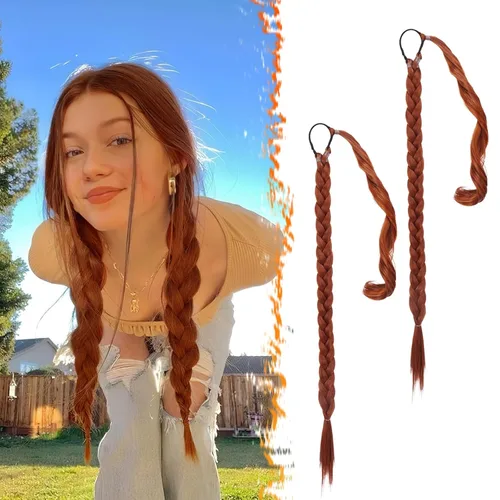 Vista 51 de Barsdar Extensión de 26 Pulgadas de Cola de Caballo Trenzada Larga con Banda Elástica - Extensiones de Cabello en Cola de Caballo Recta y Elegante