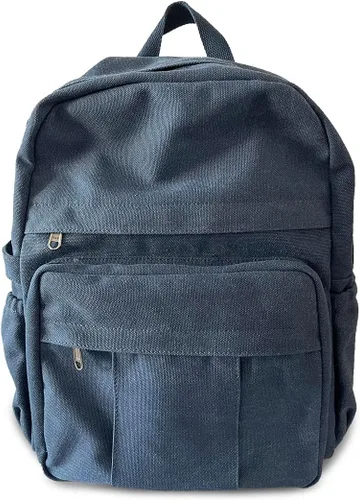 Vista 9 de AUGUR Mochila para laptop para mujer, bolsa de lona, mochila vintage de viaje pequeña, mochila retro casual, mochila de trabajo, Verde militar
