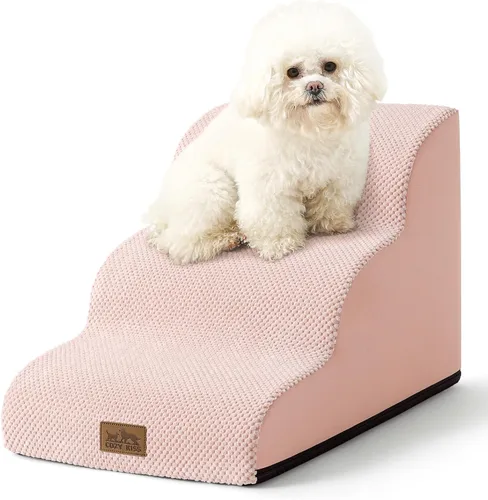 Vista 12 de COZY KISS Escaleras para perros pequeños de 11.8 pulgadas de alto, escalón curvado para cachorros, gatos mayores, rampa mediana para mascotas