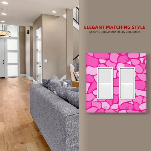 Vista 6 de Cubierta de placa de interruptor de luz basculante doble rosa decoración placa de pared decorativa cubierta de salida para el hogar dormitorio