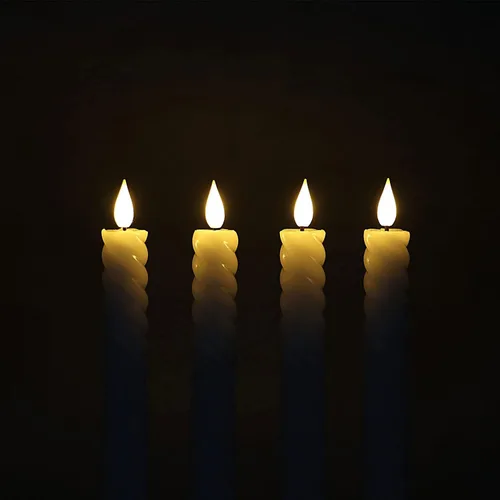 Vista 6 de Rhytsing Velas cónicas sin llama blancas de 10 pulgadas con temporizador, velas cónicas en espiral que funcionan con baterías, luz blanca cálida
