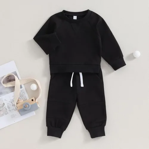 Vista 3 de Conjunto de ropa deportiva de manga larga con cuello redondo y pantalones para bebé niño