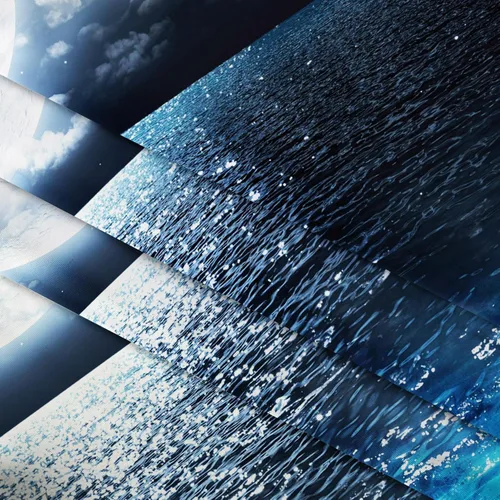 Vista 9 de LB Tapiz de cielo nocturno y océano, tapiz de luna llena sobre el agua, tapiz para colgar en la pared, tapiz de fantasía mágica de acuarela 3D, arte