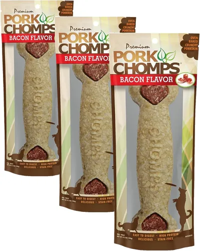 Vista 13 de Pork Chomps Masticables para perros, huesos crujientes de 4 pulgadas, tocino, 12
