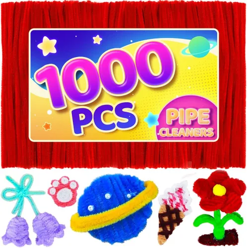 Vista 11 de Eppingwin 200 limpiapipas, limpiadores de pipas con purpurina, suministros de manualidades, tallos de felpilla de 10 colores para proyectos