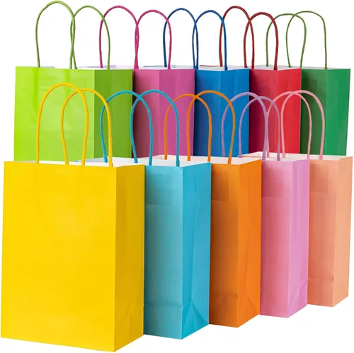 Vista 8 de MAQIHAN Bolsas pequeñas de papel kraft con asas – 15 bolsas pequeñas de papel de estraza marrón, bolsa de papel con caramelos, recuerdos de fiesta