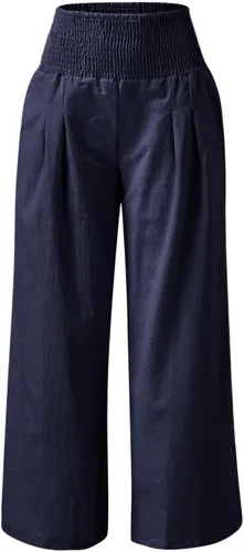 Vista 2 de SHAOBGE Pantalones de yoga para mujer, casuales, holgados, de pierna ancha, cómodos, para yoga, pantalones deportivos de cintura alta con bolsillo