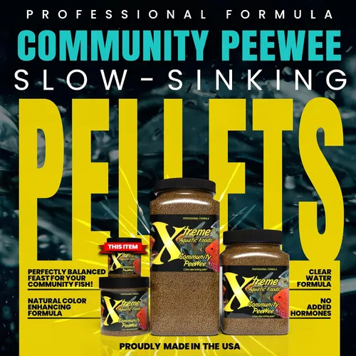 Vista 2 de Xtreme Community Peewee - Gránulos de 0.059 in: hundimiento lento e ideal para peces comunitarios, aumenta la salud inmune y digestiva, mejora