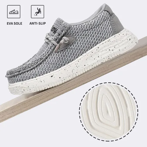 Vista 5 de Apakowa Mocasines para niños y niñas, zapatos casuales para caminar, cómodos y ligeros (niños pequeñosniños grandes)