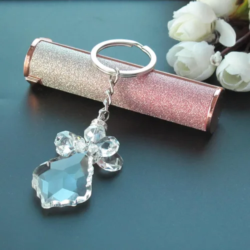 Vista 4 de Llavero de ángel guardián de cristal bautizo recuerdo de fiesta (12 piezas) bautizo boda favor mi presentacion Llaveros de Cristal Hechos en México