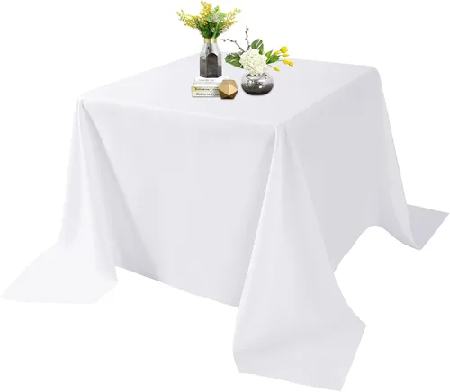Vista 63 de Mantel de poliéster lavable de 132 pulgadas, resistente a las manchas y a las arrugas, mantel decorativo para mesa de comedor, fiestas de bufé