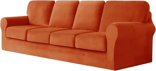 Vista 43 de Funda de sofá con fundas de cojín de asiento separadas y fundas de respaldo, fundas elásticas para sofá, fundas protectoras de terciopelo