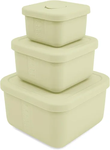 Vista 11 de 3 recipientes de silicona para almacenamiento de alimentos con tapas, sin BPA, reutilizables, de silicona, para congelador, congelador, lavavajillas