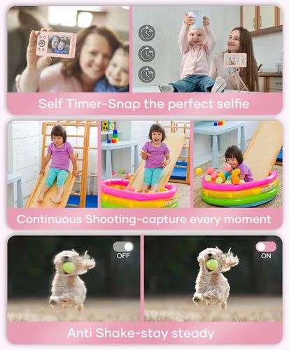 Vista 5 de WONNIE Cámara digital de 56 MP, FHD 1080P para apuntar y disparar con tarjeta SD de 32 GB, 2 baterías y cordón, ideal para niños y adolescentes