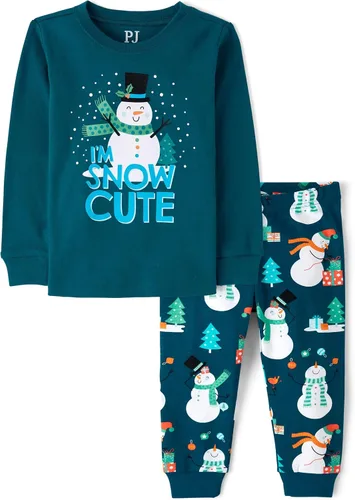 Vista 15 de The Children's Place - Conjunto de pijama de manga larga con botones para bebé niño, ajustado, 100% algodón, 2 piezas