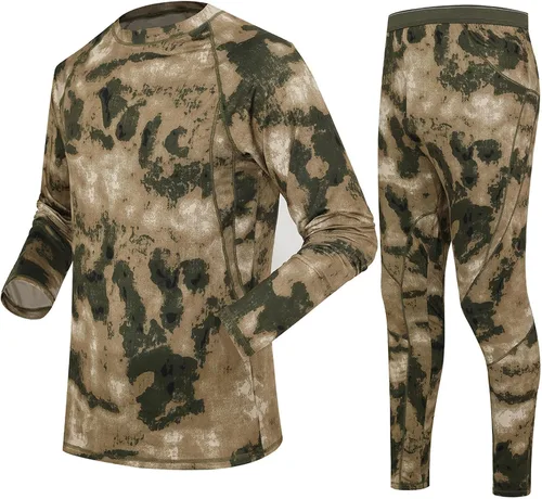 Vista 2 de Muscularfit Conjunto de 2 piezas para correr, fitness, compresión, manga larga, camuflaje, secado rápido, pantalones deportivos, gimnasio, yoga