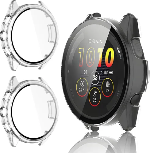 Vista 10 de Paquete de 4 fundas protectoras de pantalla de música Garmin Forerunner 165 y 165 [cobertura completa], parachoques duro de policarbonato completo 2