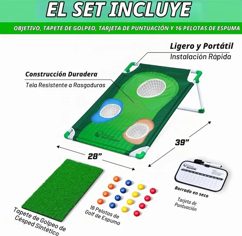 Vista 5 de GoSports BattleChip Backyard Golf Cornhole Games – Includes Targets, Chipping Mats, Foam Golf Balls, Scorecard and Carry Case
