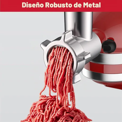 Vista 4 de Accesorio para picadora de carne para batidora de pie KitchenAid, picadora de carne para KitchenAid, incluye 3 accesorios para embutir salchichas