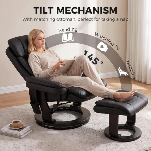 Vista 5 de HOMCOM Silla reclinable de masaje de piel sintética con otomana giratoria