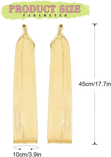 Vista 2 de Guantes holográficos para mujer, sin dedos, metálicos, hasta el codo, brillantes para disfraz de noche