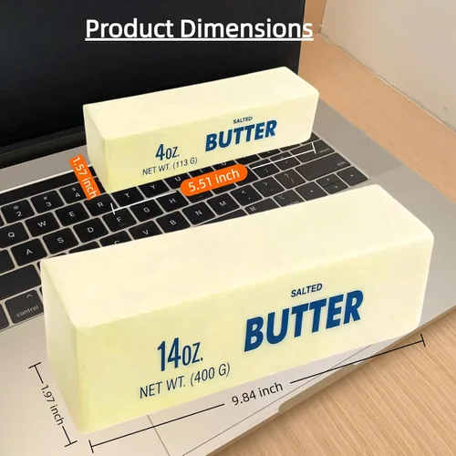 Vista 7 de Giant Butter Squishy – Jumbo Squishy Butter Stick, grande y mini juguete de mantequilla exprimible, alivio del estrés de 14 onzas, diversión