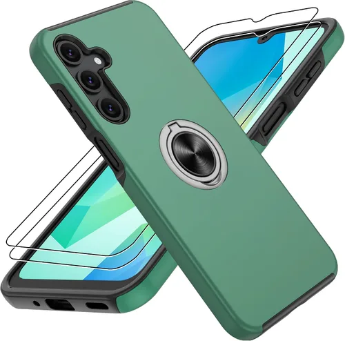 Vista 56 de Gritup - Funda para Galaxy A05S con protector de pantalla HD×2, funda protectora para teléfono a prueba de golpes con soporte magnético de anillo