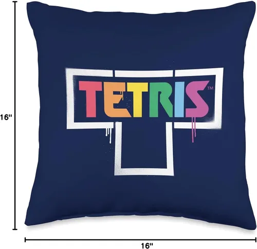 Vista 4 de Tetris Graffiti Heart Art - Almohada de 16 x 16 pulgadas, multicolor