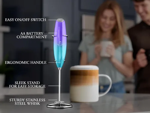 Vista 85 de Zulay Milk Boss Espumador de leche potente manual, hace espuma para latte, batidor para mezclar bebidas, café, miniespumador para capuchino, frappé