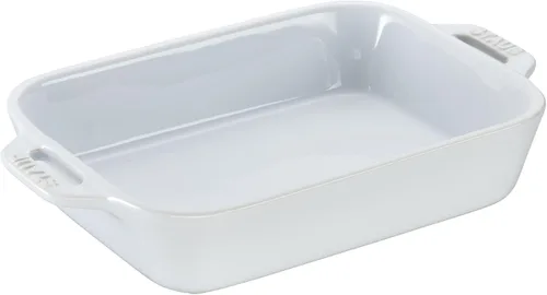 Vista 3 de STAUB Juego de 4 sartenes de cerámica para hornear, cacerola con tapa, sartén para brownies, color blanco