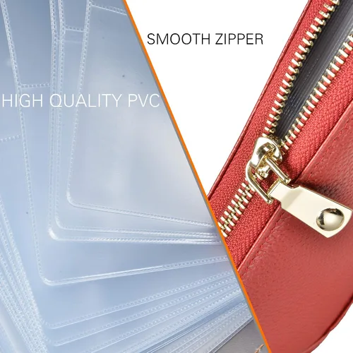 Vista 7 de Easyoulife - Monedero de cuero con cremallera billetera portatarjetas para mujer bloqueo RFID