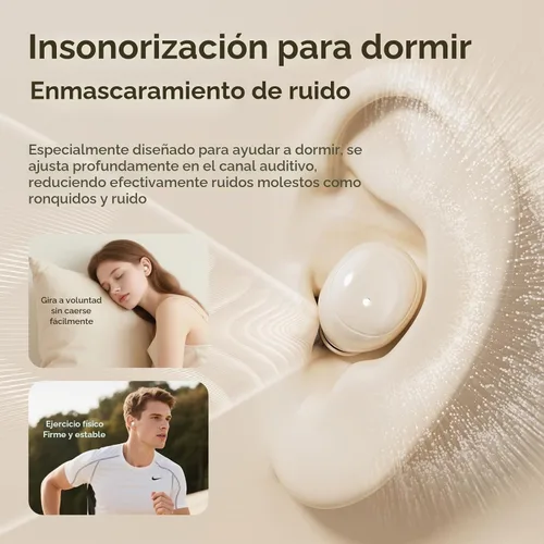 Vista 2 de Paquete de 2 auriculares Sleep para dormir, auriculares Bluetooth con cancelación de ruido para personas que duermen de lado con estuche de carga