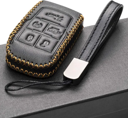Vista 4 de Vitodeco Funda protectora de piel auténtica con control remoto inteligente para llaves con correa de cuero, compatible con RAM 2500, 3500, 4500