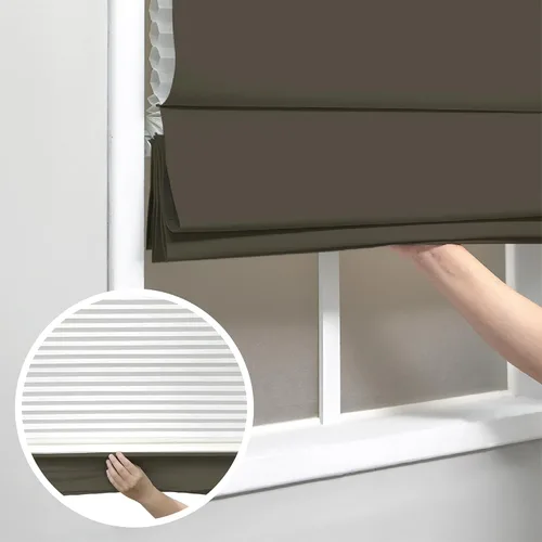 Vista 4 de DEZ FURNISHINGS Persiana romana opaca inalámbrica, 20 pulgadas de ancho x 72 pulgadas de alto, color chocolate