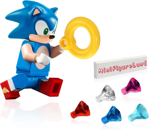 Vista 2 de LEGO Ideas Minifigure - Sonic The Hedgehog con accesorios y minifigureland Tile (todo nuevo para 2022) 21331