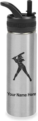 Vista 55 de LaserGram Botella de agua personalizada de 32 onzas, jugador de softbol Regalo grabado para jugadores de sóftbol, acero inoxidable aislado al vacío